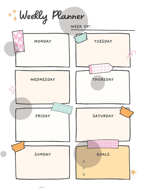 Printable Weekly Planner: Undated Schedule Template, To Do List, Goodnotes Insert Pages (PDF Download)