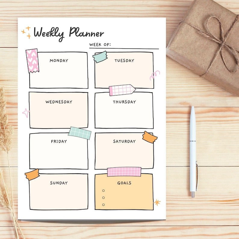 Printable Weekly Planner: Undated Schedule Template, To Do List, Goodnotes Insert Pages (PDF Download)